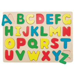 Puzzle alfabet pe tablă din lemn